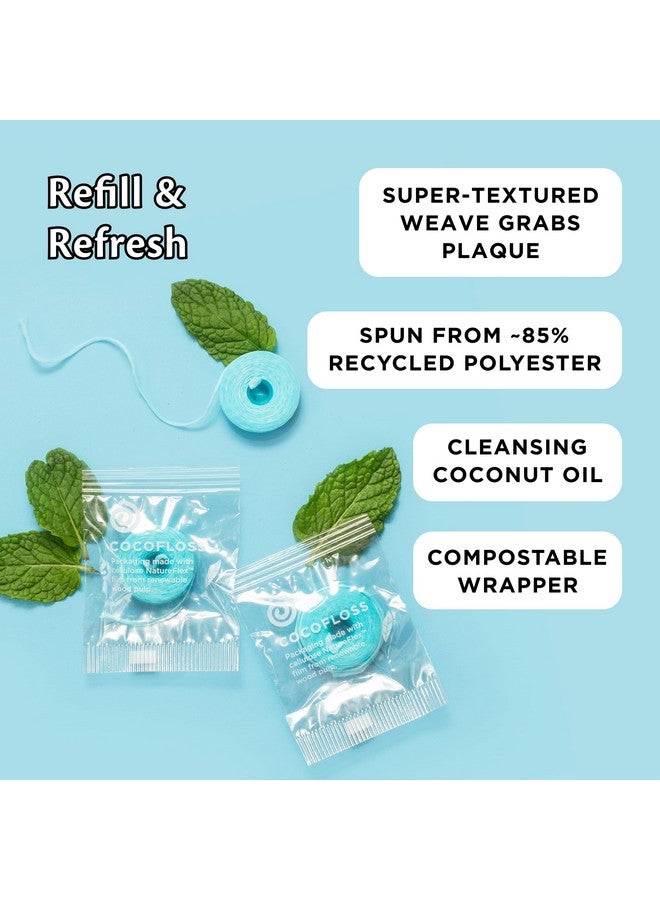 Cocofloss Woven Dental Floss, Refills Set, Dentist-Designed Oral Care, Mint, Waxed, Expanding, Vegan, Kid-Friendly String Floss With Coconut Oil, 3 Refill Spools (33 Yd Each) - Image 2