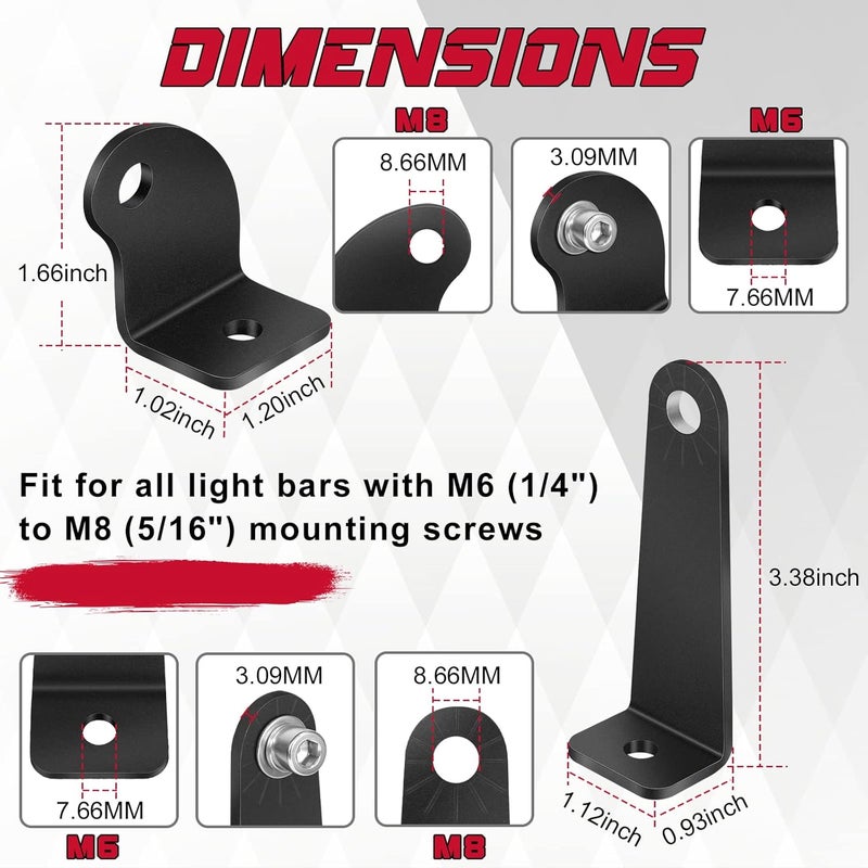OFFROADTOWN Light Bar Mounting Brackets - 2 Pack - Image 2