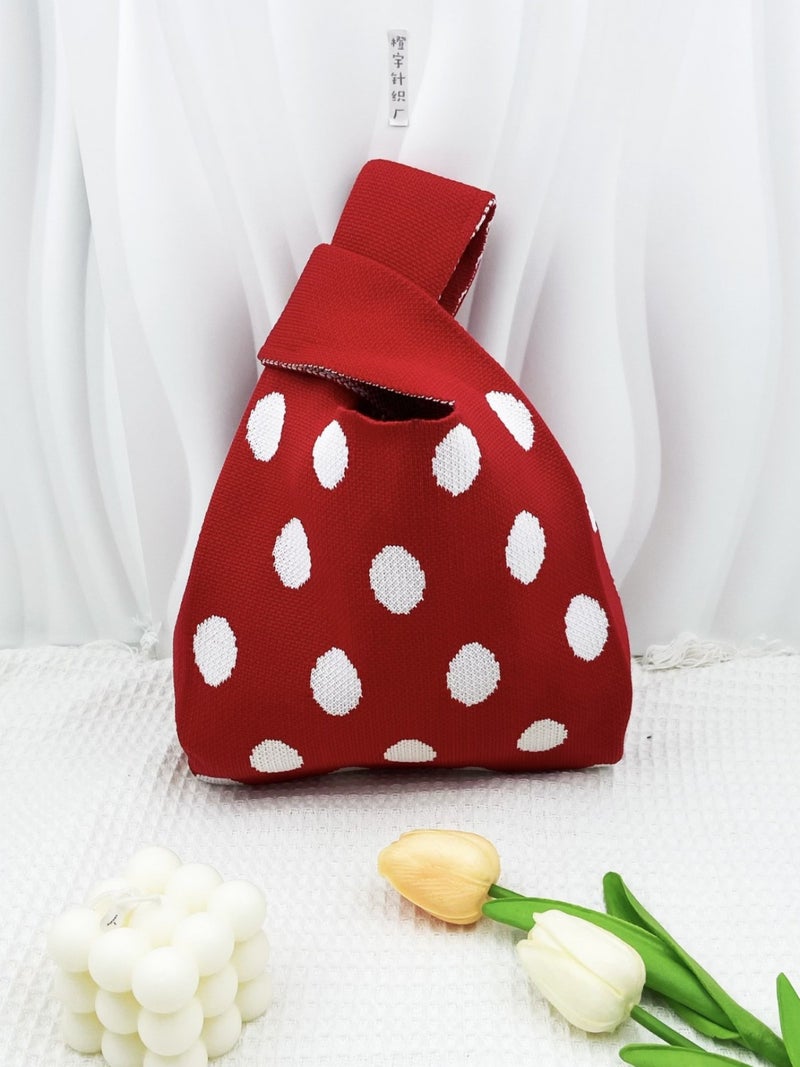 New Fashion Cartoon Knitted Handbag Women'S Fashion All-Match Go-To-Work Small Bag Lunch Bag Lunch Box Bag - Image 2