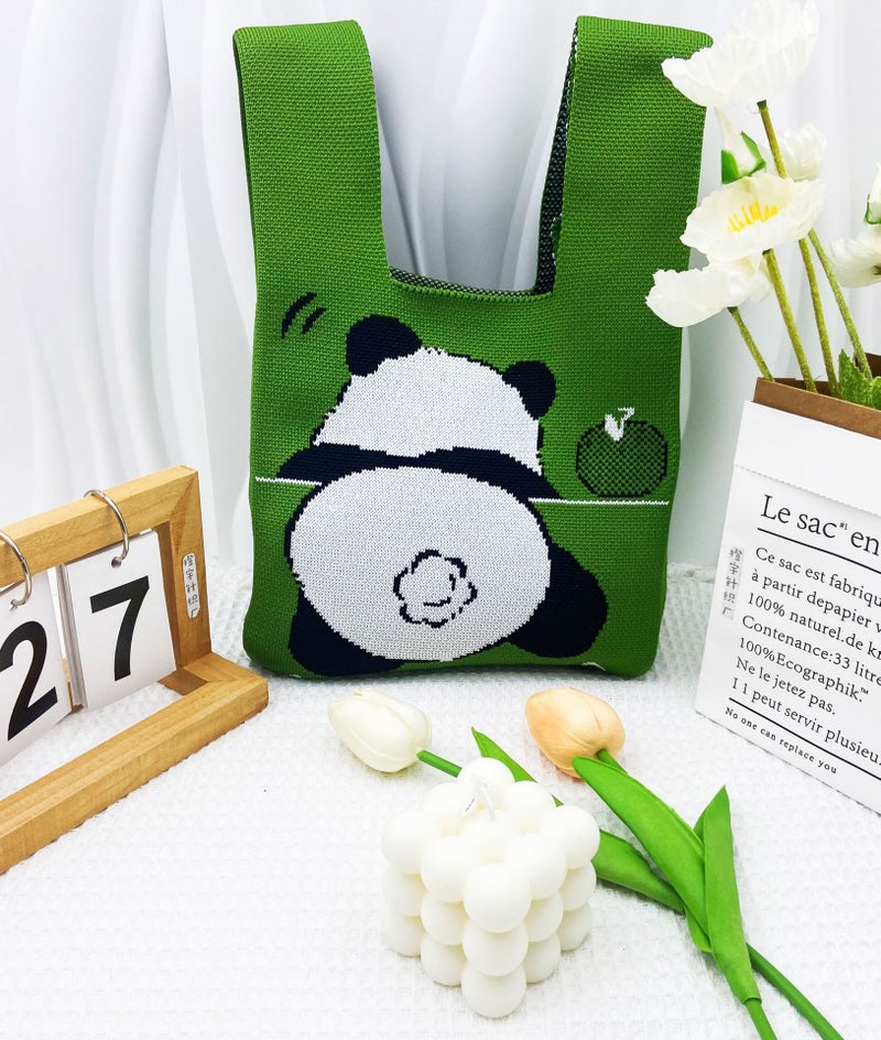 New Fashion Cartoon Knitted Handbag Women'S Fashion All-Match Go-To-Work Small Bag Lunch Bag Lunch Box Bag - Image 1