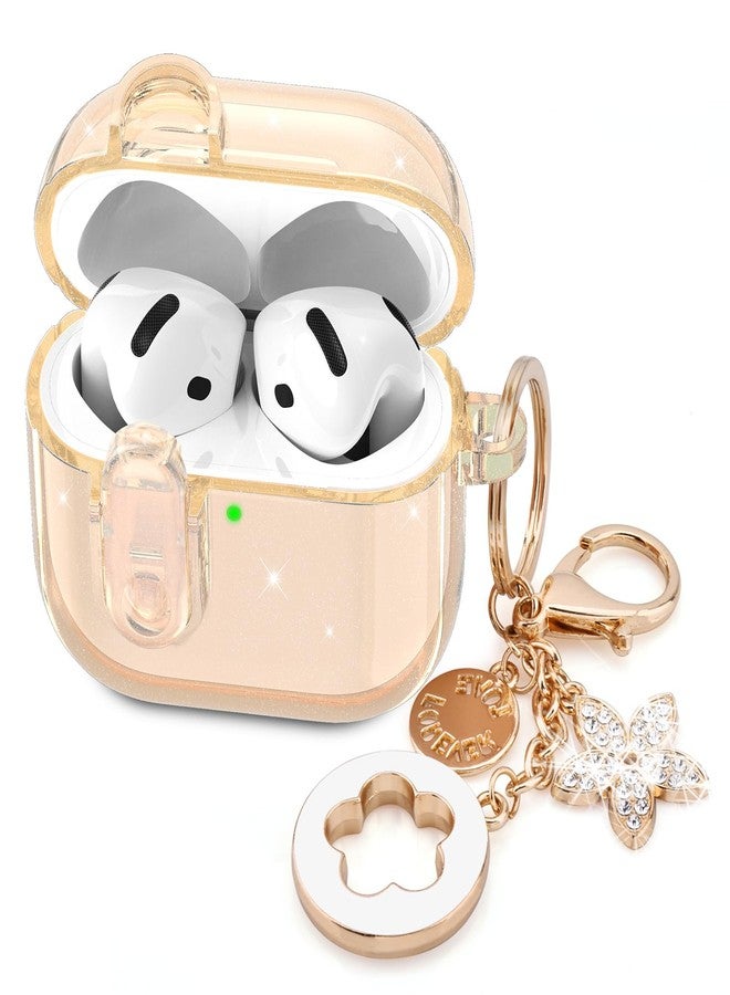 VISOOM (with Safety Lock) VISOOM 2025 Clear Cases For Airpods iPods 4 Case Cover Women, Bling Airpod iPod 4 Case Soft 4th Gen Air Pods iPods Cases With Keychain for Apple Headphones Airpods4 Generation-Khaki - Image 1