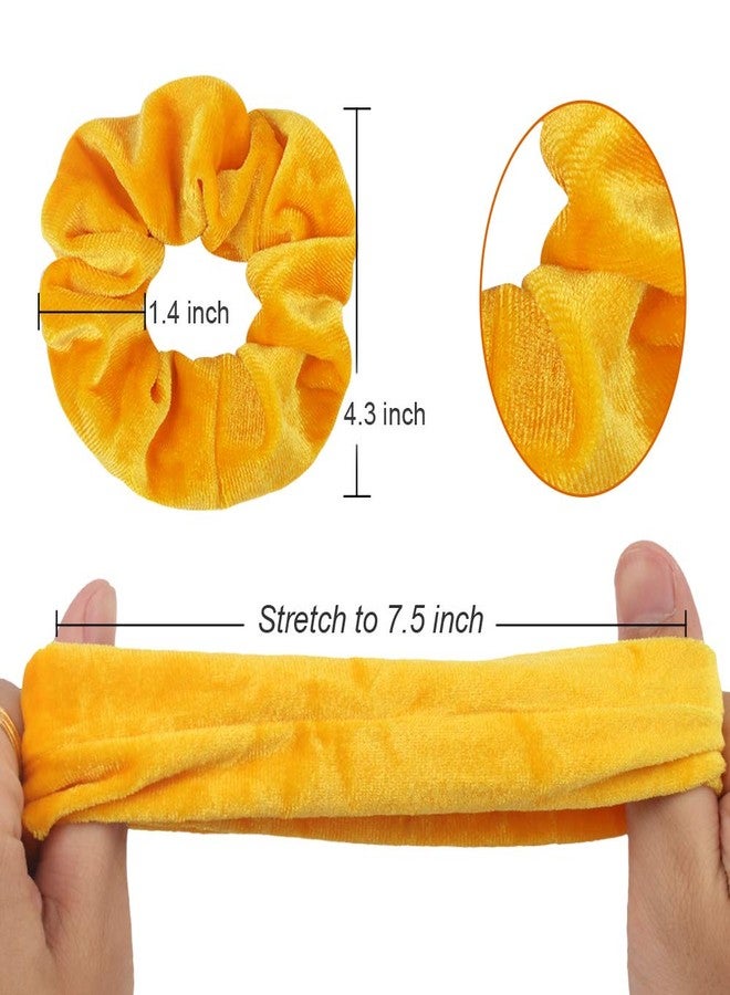 Semato 16 Pack Yellow Velvet Scrunchies for Hair Scrunchy Hair Ties Ropes for Women or Girls Hair Accessories - Image 3