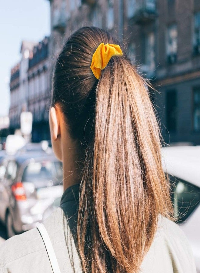 Semato 16 Pack Yellow Velvet Scrunchies for Hair Scrunchy Hair Ties Ropes for Women or Girls Hair Accessories - Image 5