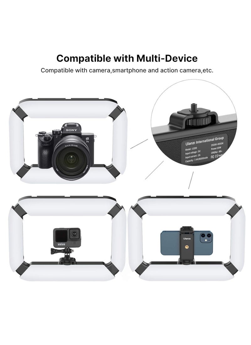 Ulanzi - ULANZI U200 Ring Light Smartphone Video Rig with Phone Holder & Built-in 8000mAh Power Bank for Selfie Light, Makeup, Vlogging, Filmmaking Live Steam Tiktok YouTube Video Recording - Image 1