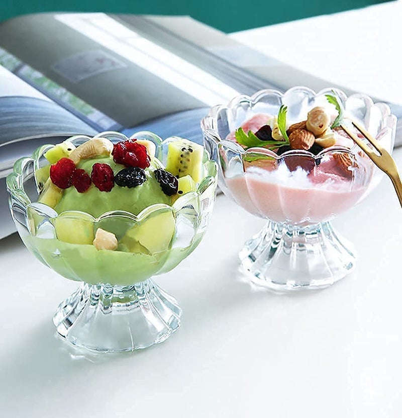 Kosh Crystal Clear Dessert Bowl Set - Ice Cream & Fruit Salad Glass Bowls (Set of 6) - Image 3