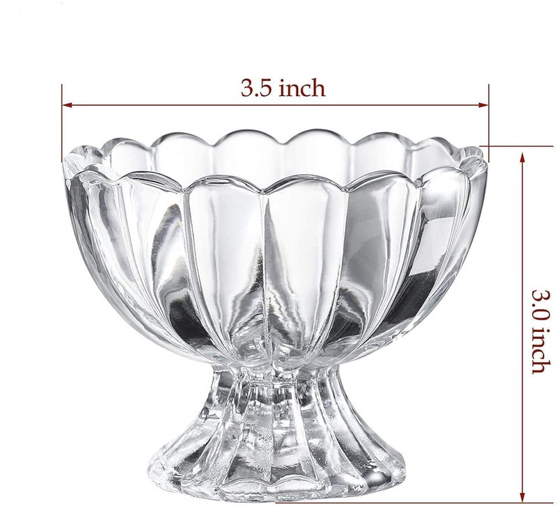 Kosh Crystal Clear Dessert Bowl Set - Ice Cream & Fruit Salad Glass Bowls (Set of 6) - Image 4