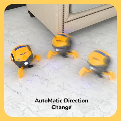 Mirana Space Octopus Bump & Go Musical Toy for Kids – AA Battery Powered – 360 Rotation and Auto Direction Change - Inbuilt Speakers & RGB Lights – Gift for Boys & Girls 1+ Years (Yellow) - Image 4