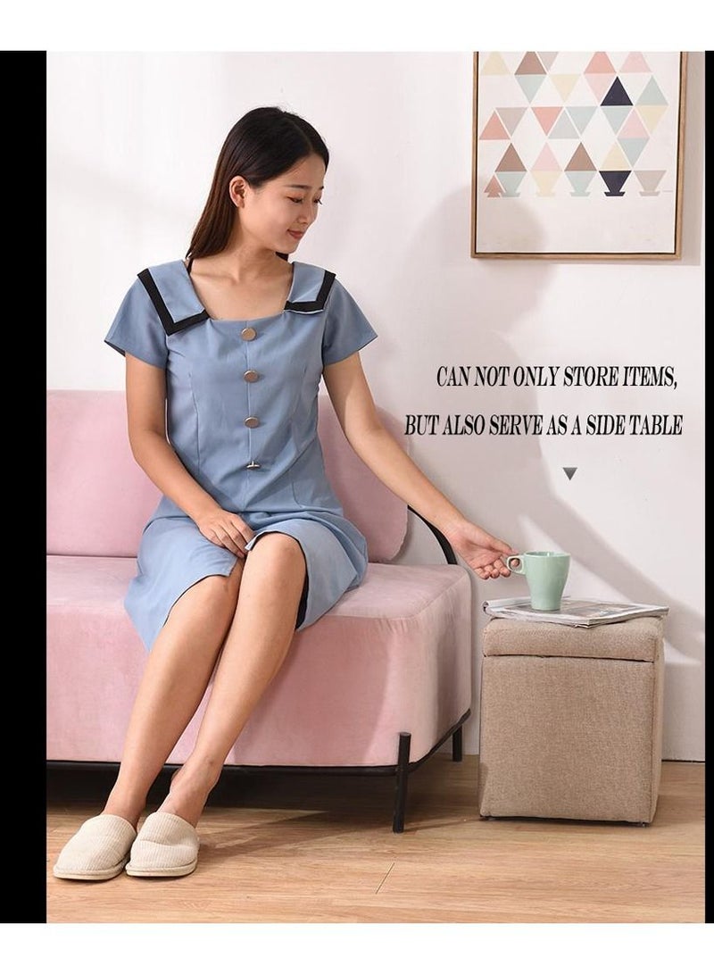 LINGWEI Ottoman Foot Rest Vanity Stool Storage Ottoman Cube Storage Chair Storage Box Shoe Change Stool Sitting Bench  - Image 3