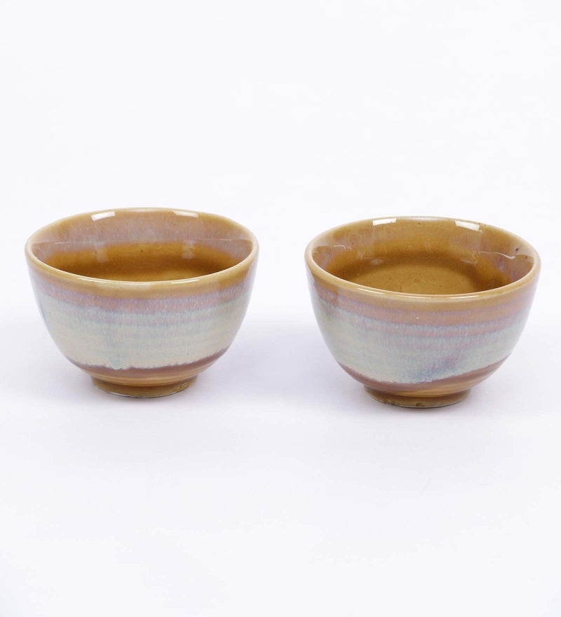 miah decor Studio Pottery Ceramic Handcrafted Chutney/Dip Bowl Set-Pack of 2, Mustard Yellow ; 40 ML, Microwave, Freezer,Dishware Safe; MD-253 - Image 3