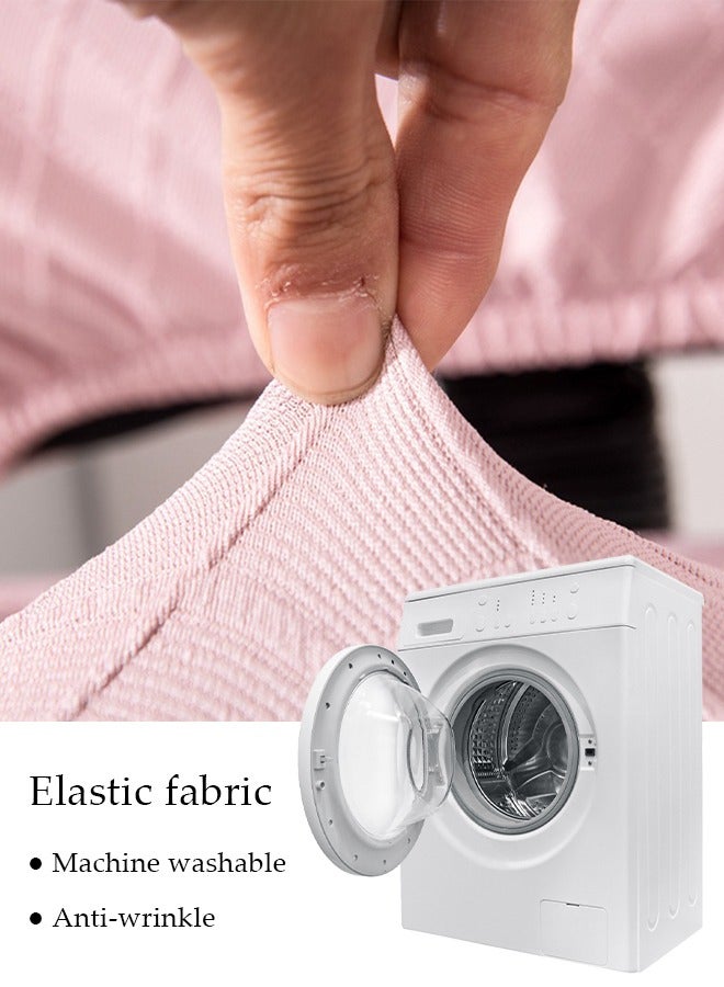 DUNISO غطاء كرسي مكتب 2 قطع/طقم غطاء كرسي مكتب، أغطية جاكار مرنة بلون موحد 1 زوج أغطية مقاعد قابلة للإزالة والغسل لحماية كراسي مكتب الكمبيوتر، أغطية وسائد مضادة للغبار (وردي)  - Image 4