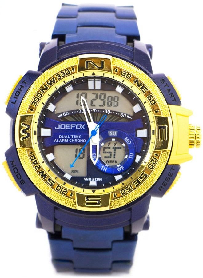 JoeFox - Men's Watch, Analog and Digital, Blue Stainless-Steel Band, Blue dial - Image 1