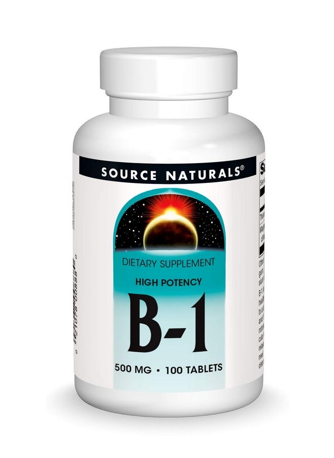 Source Naturals - Vitamin B 1 Thiamin 500Mg High Potency 100% Pure 100 Tablets - Image 1