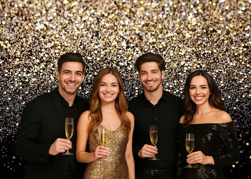 Dudaacvt 7x5FT Black and Gold Backdrop Gold Spots Backdrop Vintage Background for Birthday Wedding New Yearâ€™s Eve, and Party Decorations - Image 4