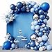 RUBFAC 144pcs Blue Balloons Arch Garland Kit 1812105 Inch Blue White and Silver Party Balloons Silver Confetti Latex Balloons for Birthday Wedding Baby Shower Deorations - Image 2