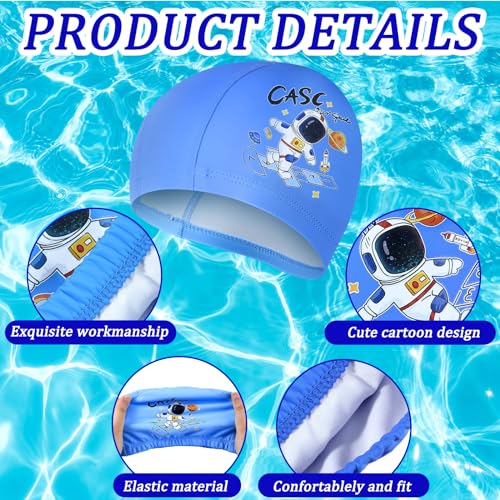 Geyoga 3 Pcs Kids Swim Caps for Boys Girls Age 2-12 Swimming Hat Pool Cap Child Swim Hat for Toddler Youth(Astronaut Style) - Image 5