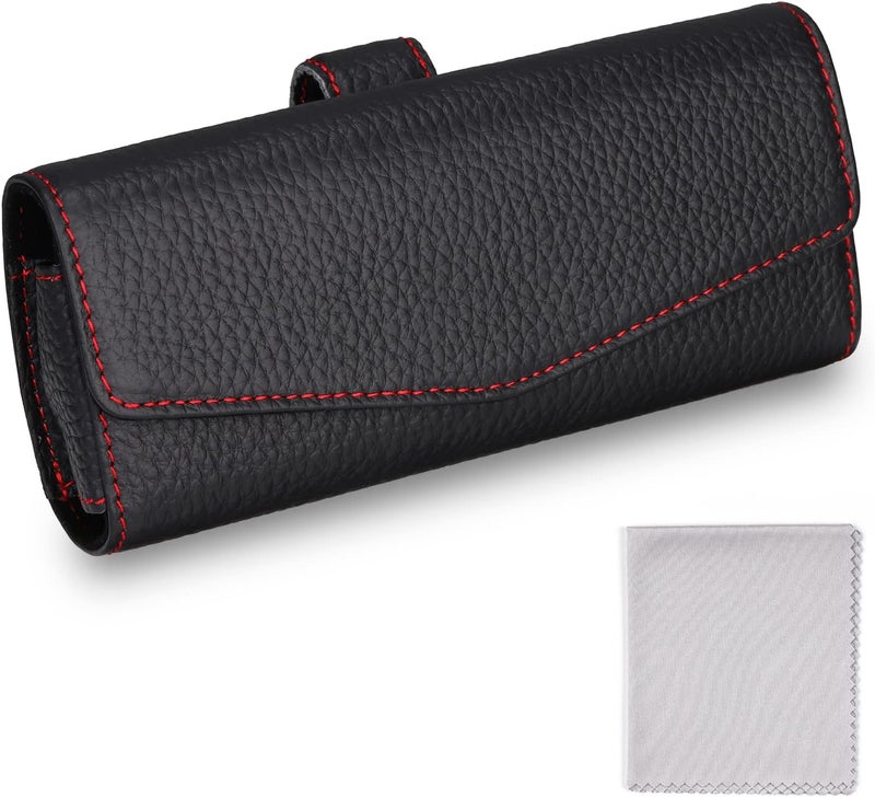 molshine Car Sun Visor Leather Sunglasses Case Holder Clip - Universal Eyeglasses Organizer for All Car Models - Image 1