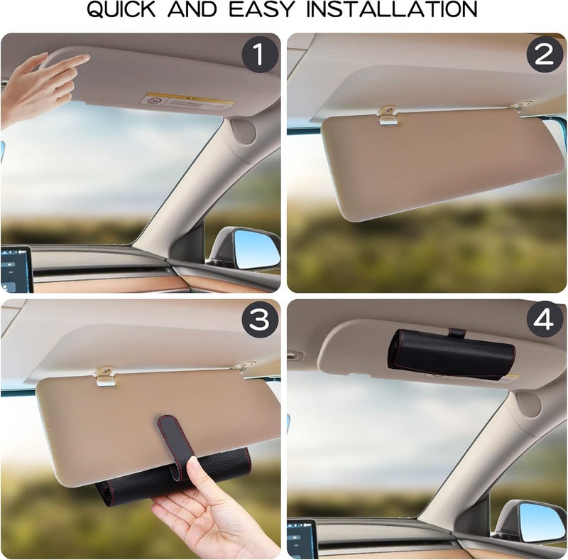 molshine Car Sun Visor Leather Sunglasses Case Holder Clip - Universal Eyeglasses Organizer for All Car Models - Image 4