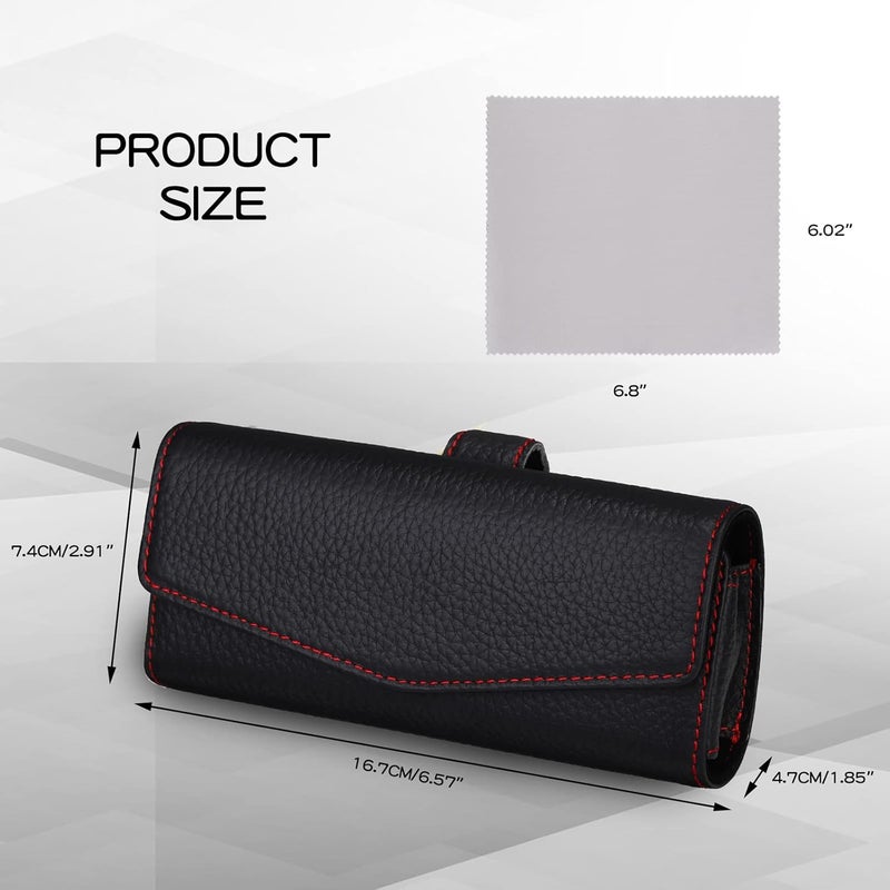 molshine Car Sun Visor Leather Sunglasses Case Holder Clip - Universal Eyeglasses Organizer for All Car Models - Image 2
