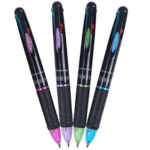 Ipienlee Multicolor Retractable Ballpoint Pens 0.7 mm 4 Color Ink (Black, Blue, Red, Green) in One Ballpoint Pen, Pack of 4 - Image 2
