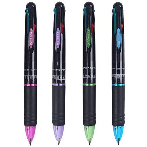 Ipienlee Multicolor Retractable Ballpoint Pens 0.7 mm 4 Color Ink (Black, Blue, Red, Green) in One Ballpoint Pen, Pack of 4 - Image 1