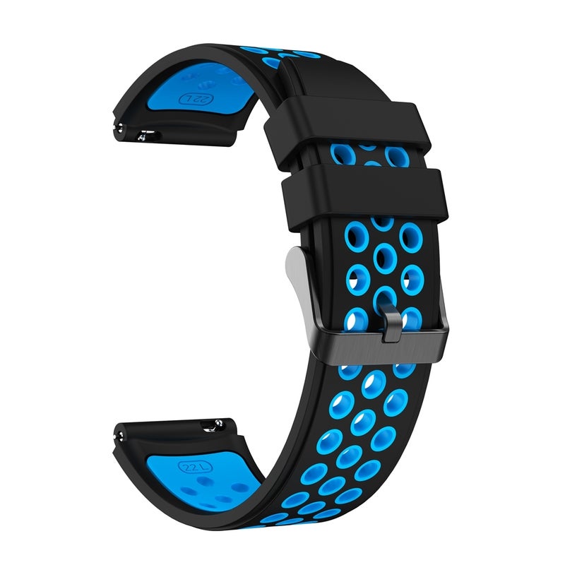 إيروريكس لساعة هواوي جي تي 3 برو 46 مم، سوار سيليكون بفتحة دائرية بلونين (أسود وأزرق سماوي) - Image 2