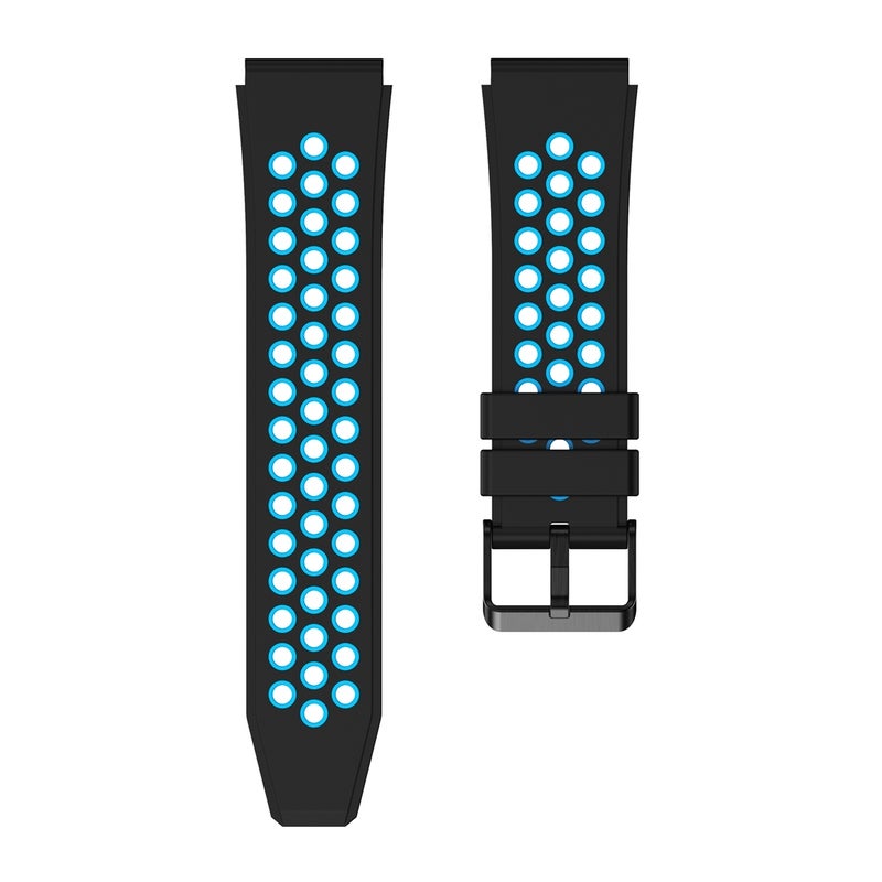 إيروريكس لساعة هواوي جي تي 3 برو 46 مم، سوار سيليكون بفتحة دائرية بلونين (أسود وأزرق سماوي) - Image 4