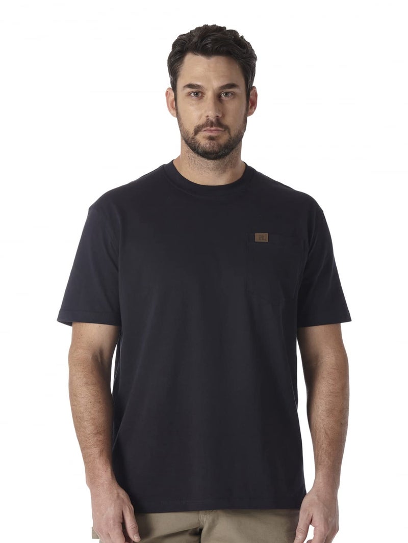 Wrangler Short Sleeve Pocket T-Shirt, Navy, Large Tall - Image 1