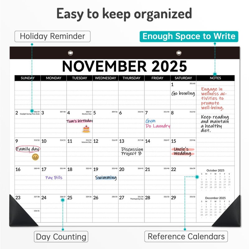 Forvencer Desk Calendar 2026, 20 Months Calendar, Nov. 2025-Jun. 2027, 14" x 11" Wall Calendar 2026 Monthly Planner with Plastic Cover & Stickers & Thick Paper for Office Home School Supplies - Image 3