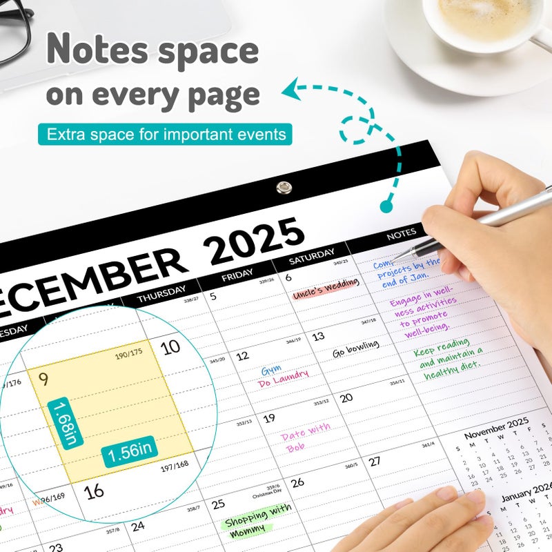 Forvencer Desk Calendar 2026, 20 Months Calendar, Nov. 2025-Jun. 2027, 14" x 11" Wall Calendar 2026 Monthly Planner with Plastic Cover & Stickers & Thick Paper for Office Home School Supplies - Image 5