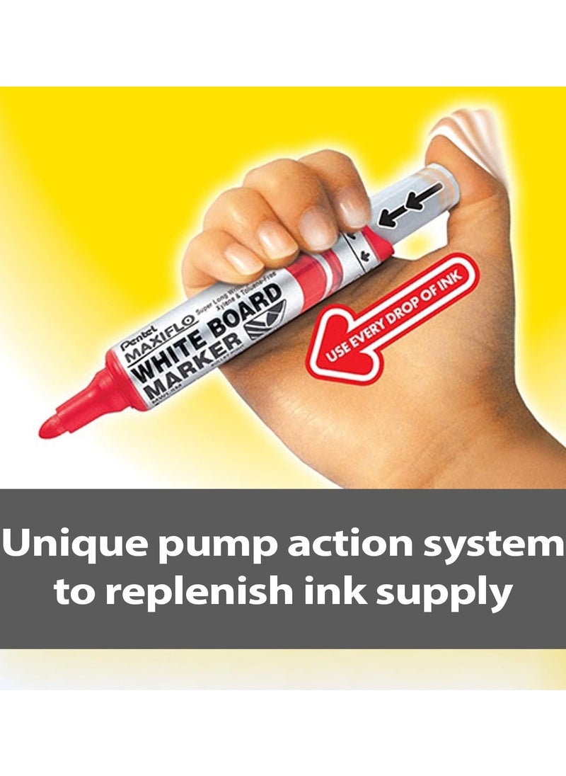 Pentel 12-Piece Maxiflo Whiteboard Erasable Markers Bullet Tip Red  - Image 3