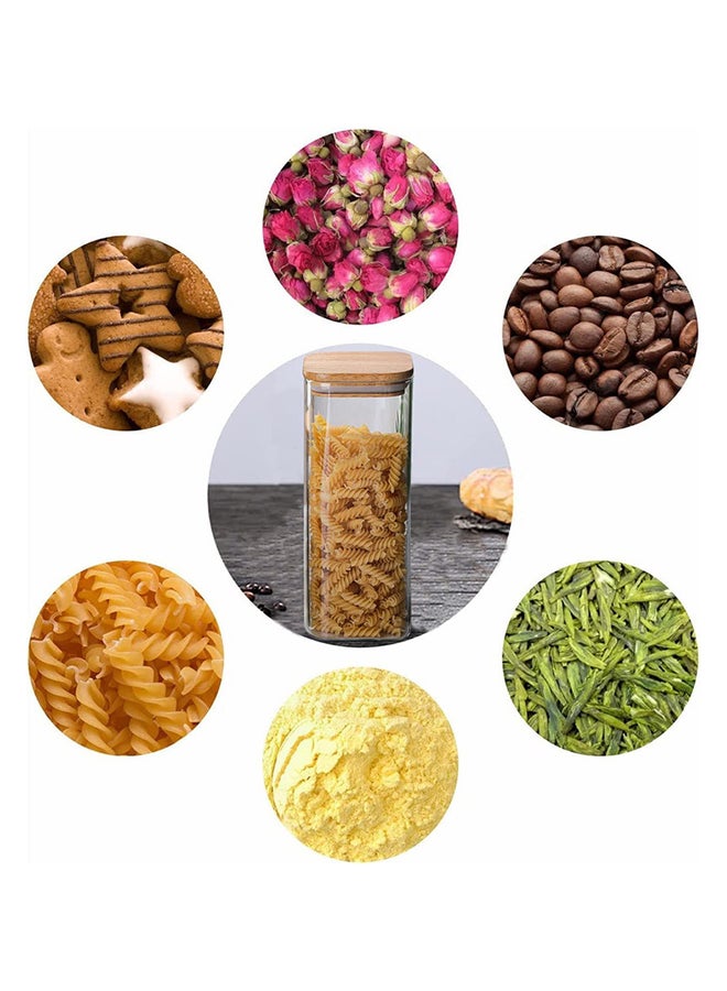 AKDC Set Of 3 Square Glass Jar With Bamboo Lid 1600Ml, Kitchen Food Storage Containers - Image 3