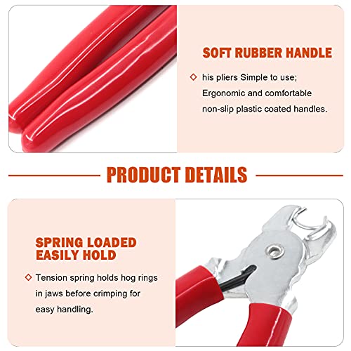 Tanstic 1001Pcs 3/8'' Hog Rings and Hog Ring Plier Kit, 1000Pcs Galvanized Hog Rings and Hog Ring Plier with Cut Resistant Gloves for Bungee, Animal Pet Cages, Bagging, Fencing and Furnitures - Image 3