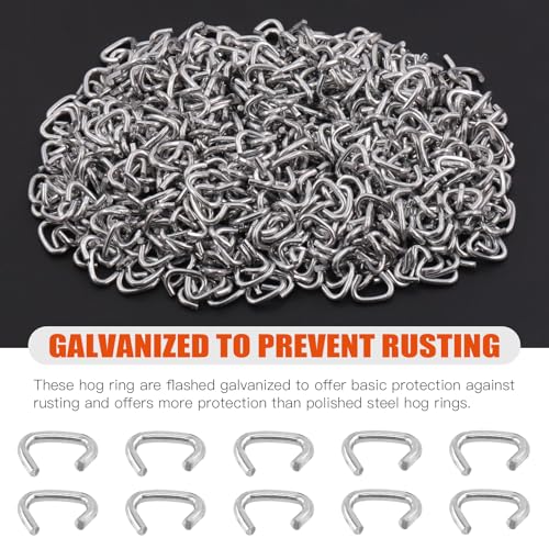 Tanstic 1001Pcs 3/8'' Hog Rings and Hog Ring Plier Kit, 1000Pcs Galvanized Hog Rings and Hog Ring Plier with Cut Resistant Gloves for Bungee, Animal Pet Cages, Bagging, Fencing and Furnitures - Image 4