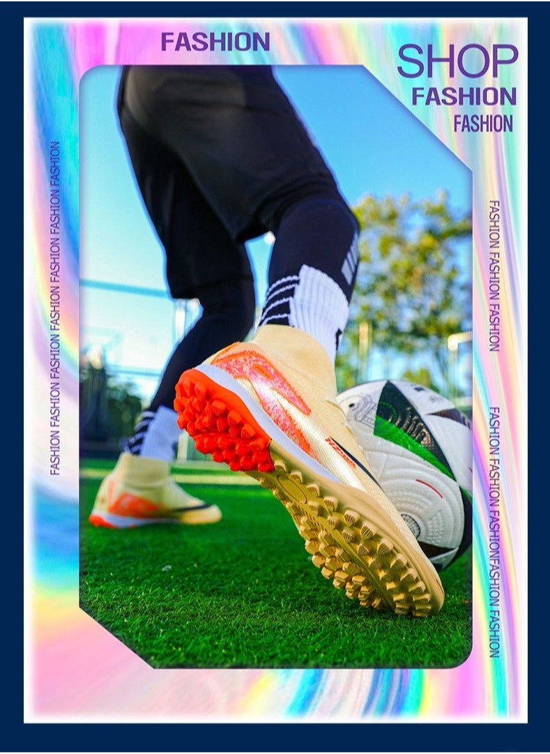 سكت شيكترو أحذية كرة قدم منخفضة الارتفاع، أحذية كرة قدم طويلة الارتفاع من نوع World Cup TF Broken-Spike Grass للطلاب والطالبات، أحذية رياضية عالية الارتفاع مخصصة  - Image 4