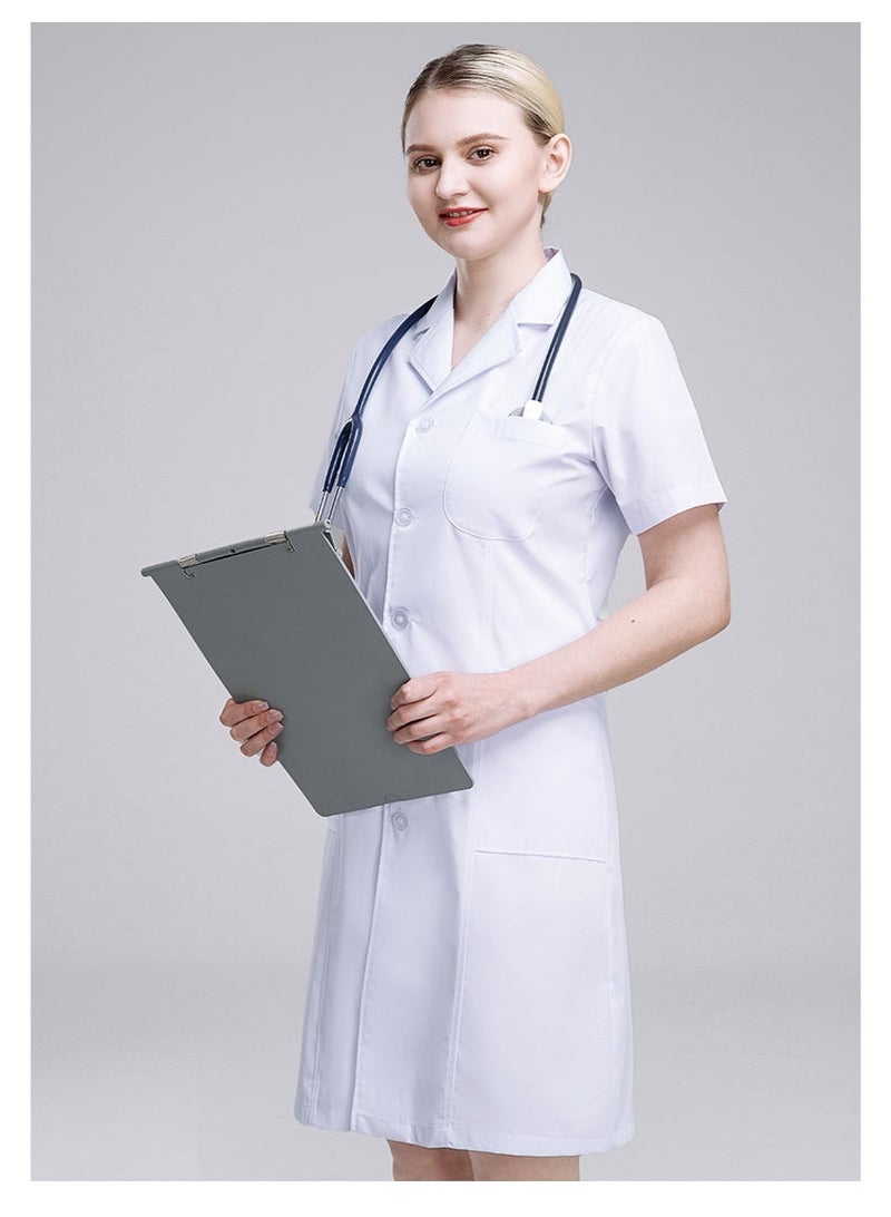 Magic Park Women's Lab Coat with Work Card Holder Professional Scrubs Lab Coats White Short Sleeve Scrubs Medical Lab Coat for Women Coat for Dental Laboratory - Image 4