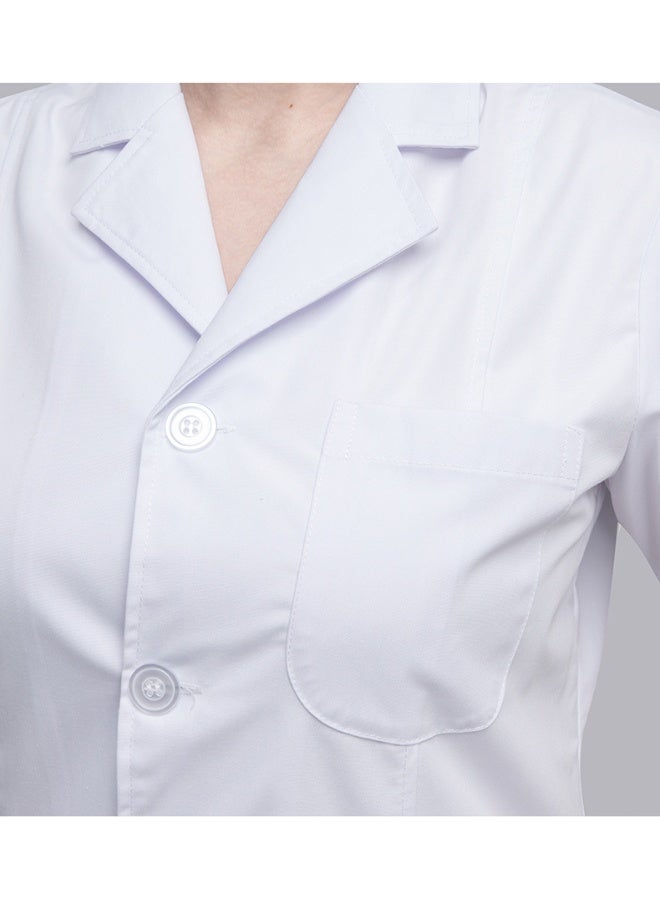 Magic Park Women's Lab Coat with Work Card Holder Professional Scrubs Lab Coats White Short Sleeve Scrubs Medical Lab Coat for Women Coat for Dental Laboratory - Image 5