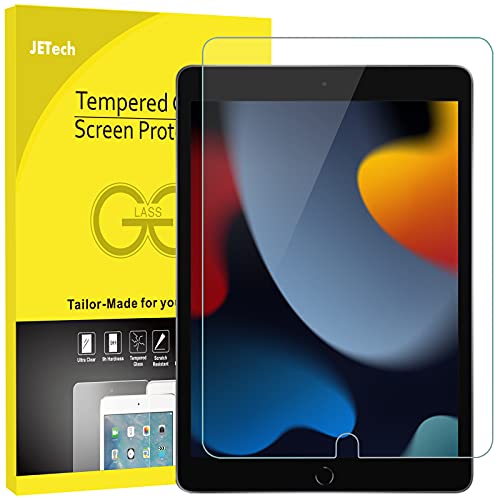 Jetech حماية شاشة JETech لجهاز iPad (10.2 بوصة، موديل 2021/2020/2019، الجيل 9/8/7)، فيلم زجاج مقسى، عبوة واحدة - Image 1