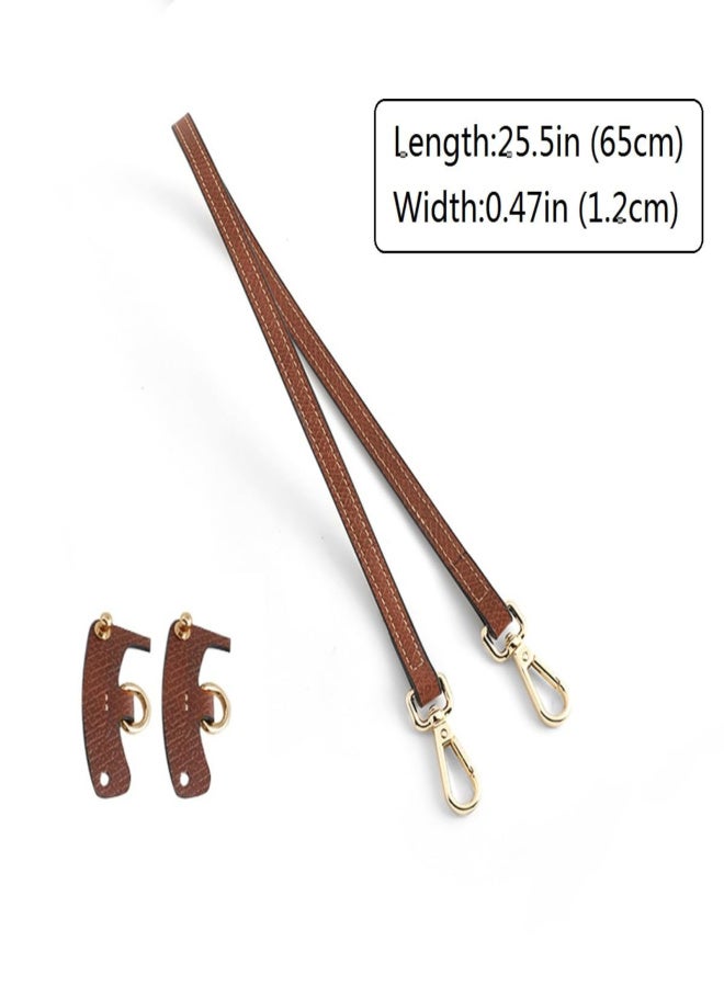 Bag Modified Strap Leather Non-punching Non-adjustable Underarm Shoulder Strap brown 65cm gold buckle - Image 4