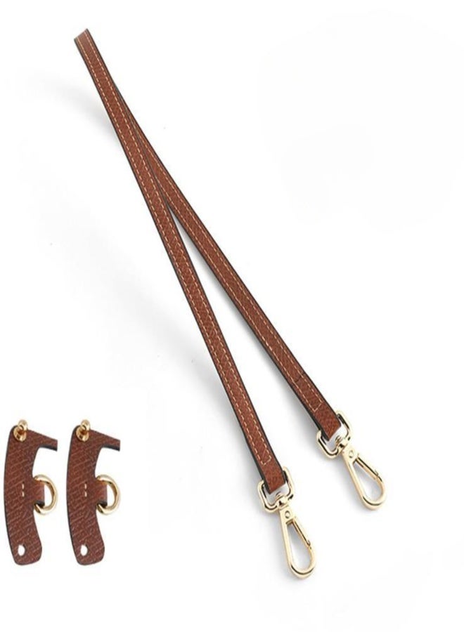 Bag Modified Strap Leather Non-punching Non-adjustable Underarm Shoulder Strap brown 65cm gold buckle - Image 1