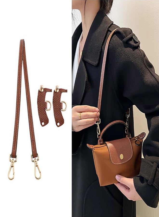 Bag Modified Strap Leather Non-punching Non-adjustable Underarm Shoulder Strap brown 65cm gold buckle - Image 3