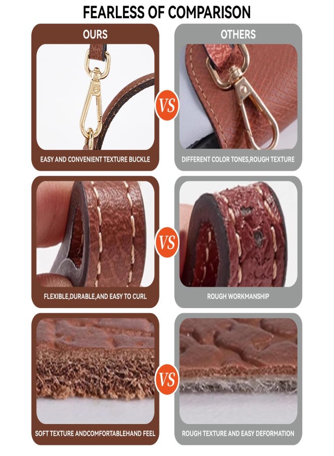 Bag Modified Strap Leather Non-punching Non-adjustable Underarm Shoulder Strap brown 65cm gold buckle - Image 5
