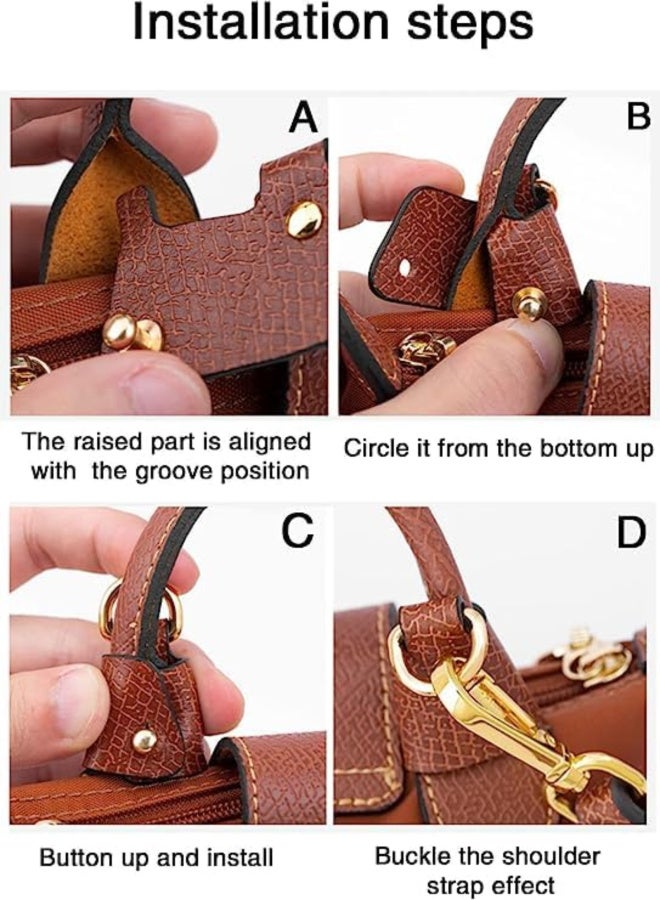 Bag Modified Strap Leather Non-punching Non-adjustable Underarm Shoulder Strap brown 65cm gold buckle - Image 2