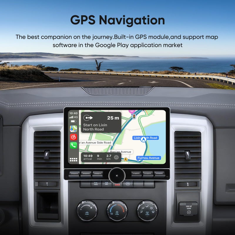 AINAVI 10 inch Touchscreen Car Stereo Radio for Dodge Ram 1500 2500 3500 2013-2018(Manual & Auto AC) Replacement Dash Kit w/Wired Wireless CarPlay Android Auto GPS Navigation (09-12 4 Core 2+64) - Image 3