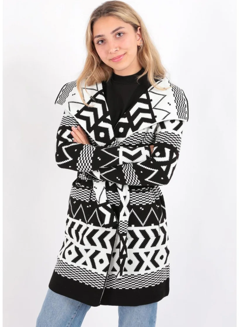 فاشن فريندز 24K0652K1 Women's Patterned Cardigan