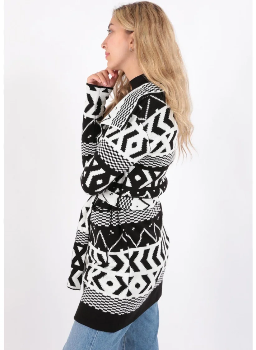 فاشن فريندز 24K0652K1 Women's Patterned Cardigan