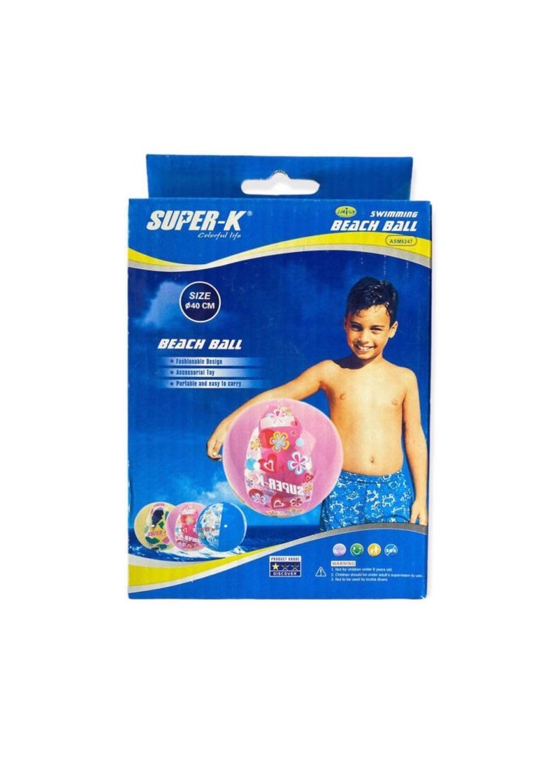 Super-K Pvc Beach Ball  40 Cm Size Multicolor Kids Beach Ball Outdoor Play Swimming Pool Ball Assorted - Image 2