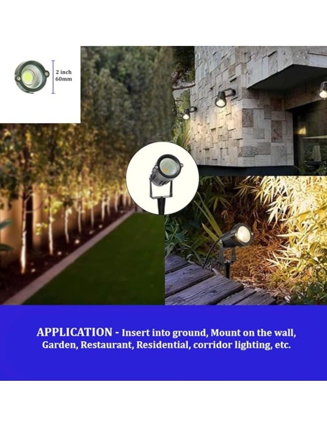ESNCO ضوء LED للمناظر الخارجية 7 واط ضوء حديقة مقاوم للماء كشاف LED مع قاعدة مدببة لمصباح زينة الحديقة (أبيض) - Image 5