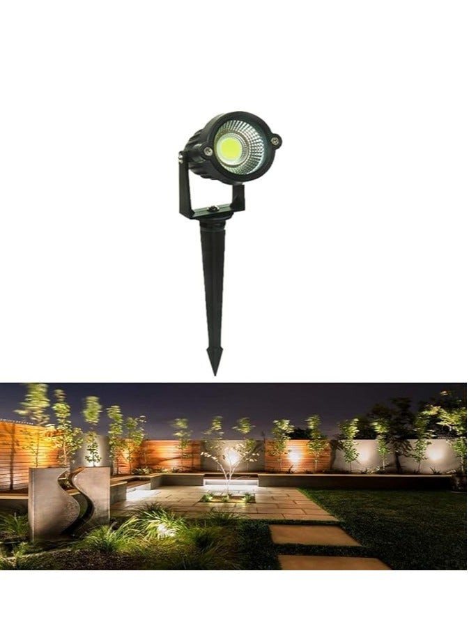 ESNCO ضوء LED للمناظر الخارجية 7 واط ضوء حديقة مقاوم للماء كشاف LED مع قاعدة مدببة لمصباح زينة الحديقة (أبيض) - Image 1