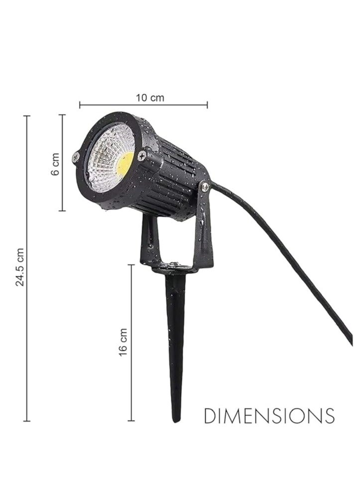 ESNCO ضوء LED للمناظر الخارجية 7 واط ضوء حديقة مقاوم للماء كشاف LED مع قاعدة مدببة لمصباح زينة الحديقة (أبيض) - Image 2