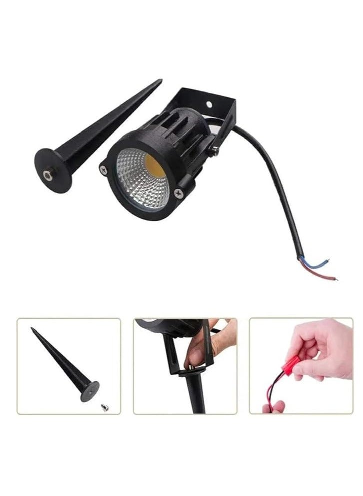 ESNCO ضوء LED للمناظر الخارجية 7 واط ضوء حديقة مقاوم للماء كشاف LED مع قاعدة مدببة لمصباح زينة الحديقة (أبيض) - Image 4